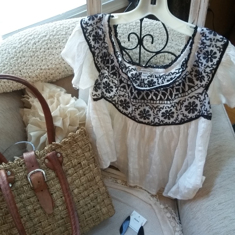 Bohemian GAUZY TOP By American Eagle SZ M